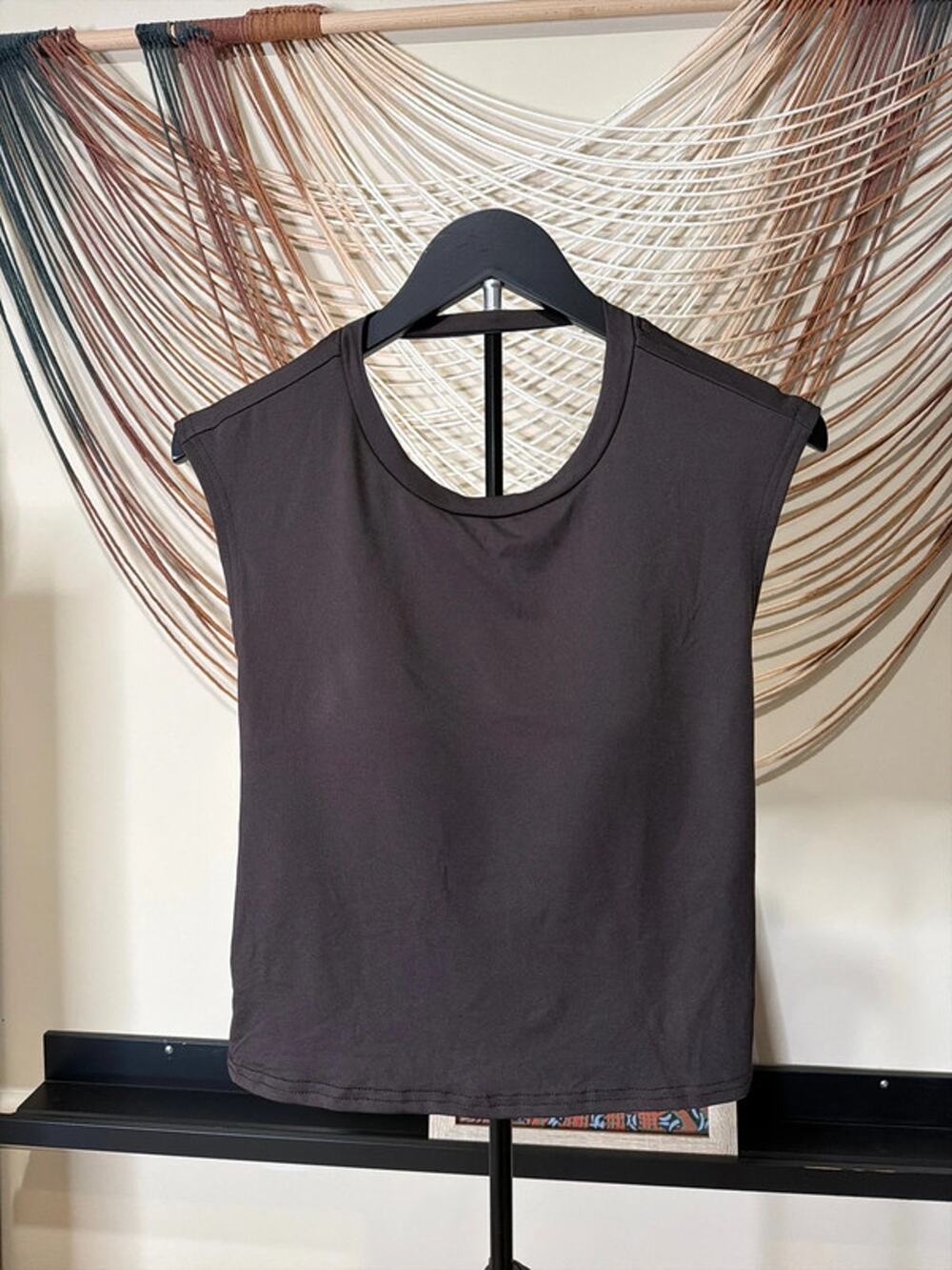 Open back top with shelf bra, brown L 3111
